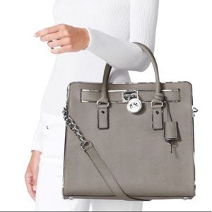 Michael Kors Grey Hamilton Saffiano Satchel